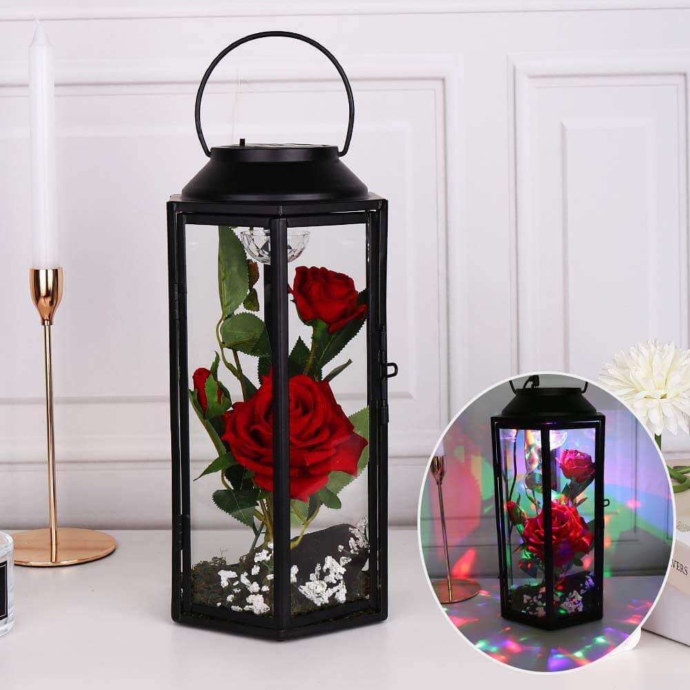 Rose Gift LED Light in Hexagonal Glass