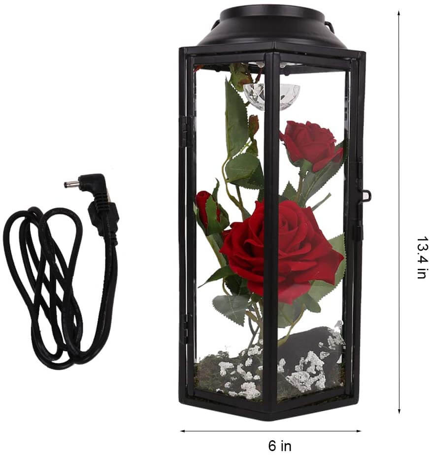 Rose Gift LED Light in Hexagonal Glass - Image 2
