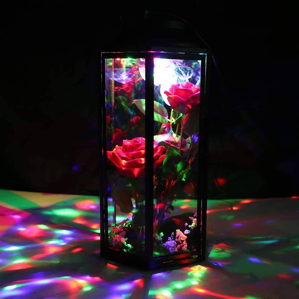 Rose Gift LED Light in Hexagonal Glass - Image 3