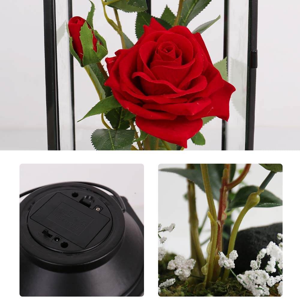 Rose Gift LED Light in Hexagonal Glass - Image 4