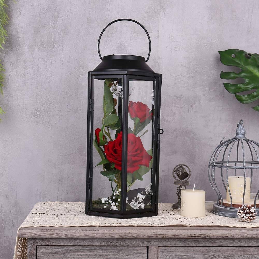 Rose Gift LED Light in Hexagonal Glass - Image 5