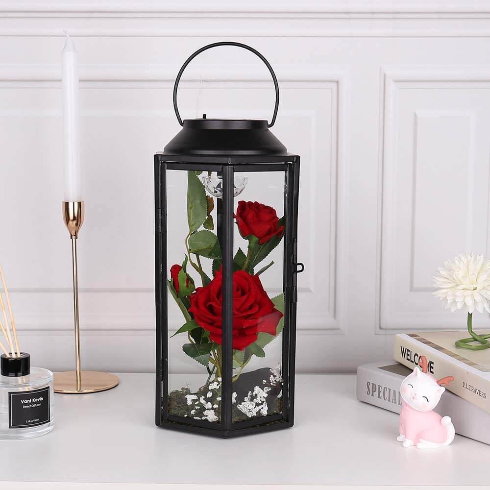 Rose Gift LED Light in Hexagonal Glass - Image 6